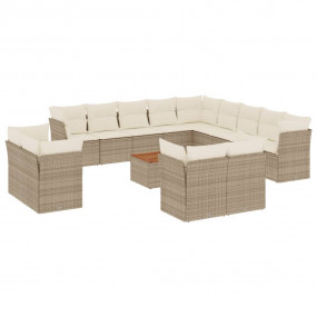 Garden Sofa Set Beige, Cream White, Brown