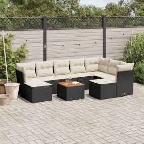 Garden Sofa Set Black and Cream White