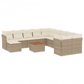 Garden Sofa Set Beige, Brown, Cream Poly Rattan Large M...