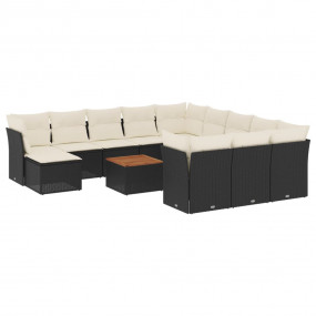 Garden Sofa Set Black and cream PE rattan Large Modular
