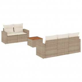 Garden Sofa Set Beige Poly Rattan 6 Piece Set Modular