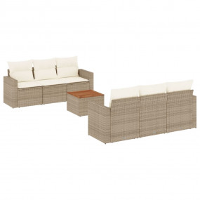 Garden Sofa Set Beige Poly Rattan 7 Piece Set Modular