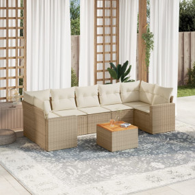 Garden Sofa Set Beige PE rattan Large Adjustable Feet