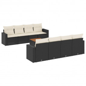 Garden Sofa Set Black with cream cushions