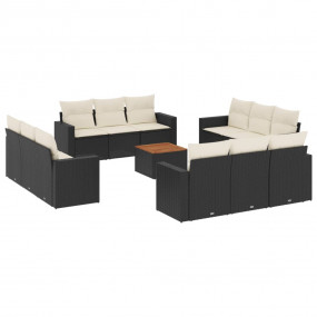 Garden Sofa Set Black and Cream