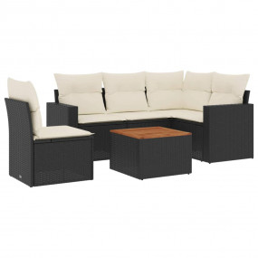 Garden Sofa Set Black PE rattan Large Adjustable Feet
