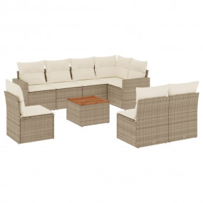 Garden Sofa Set Beige PE Rattan Large Modular Garden So...