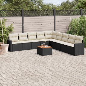 Garden Sofa Set Black Poly Rattan Large Removable Cover...