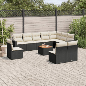 Garden Sofa Set Black and Brown