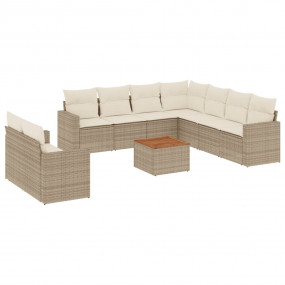 Garden Sofa Set Beige, Cream White, Brown