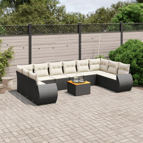 Garden Sofa Set Black Poly Rattan Large Modular Garden ...
