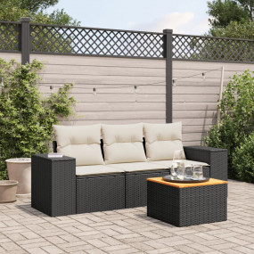 Garden Sofa Set Black, Cream White