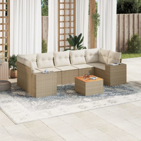 Garden Sofa Set Beige Poly Rattan Medium Modular