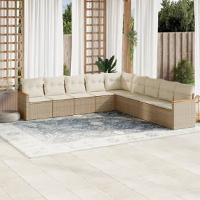 Garden Sofa Set Beige PE rattan, powder-coated steel, p...