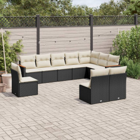Garden Sofa Set Black and Cream White