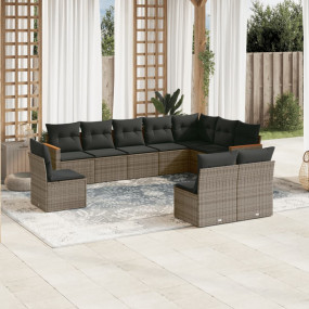 Garden Sofa Set Gray Poly Rattan 10 piece Modular