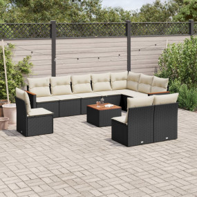 Garden Sofa Set Black, Cream