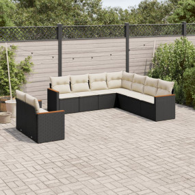 Garden Sofa Set Black and Cream White