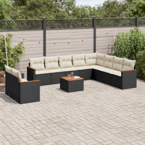 Garden Sofa Set Black Poly Rattan Large  Modular