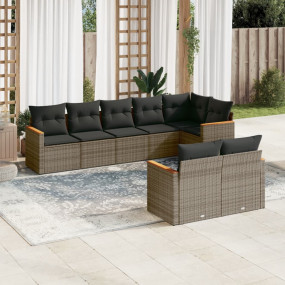 Garden Sofa Set Gray PE Rattan Large Modular Garden Sof...