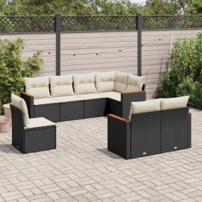 Garden Sofa Set Black and Cream White