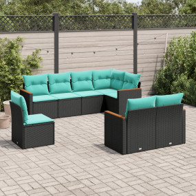 Patio Sofa Set Black and Blue