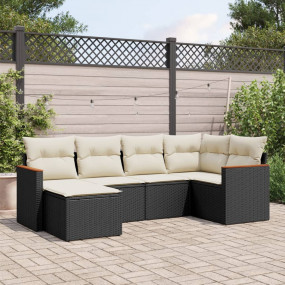 Garden Sofa Set Black and Cream White