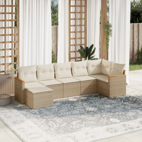 Garden Sofa Set Beige PE Rattan, Powder-Coated Steel La...