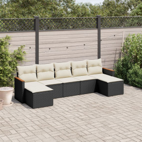 Garden Sofa Set Black and Cream White