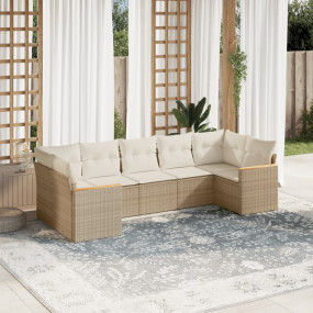 Garden Sofa Set Beige PE Rattan, Powder-Coated Steel, 1...