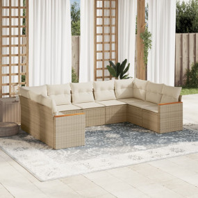 Garden Sofa Set Beige PE rattan, powder-coated steel, 1...