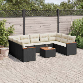 Garden Sofa Set Black PE Rattan Large Modular Garden So...