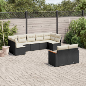 Garden Sofa Set Black and Cream White