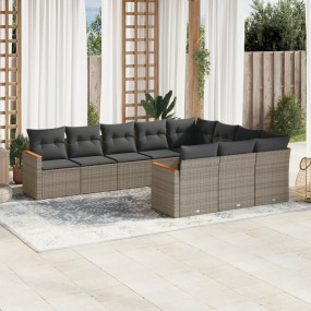 Garden Sofa Set Grey Poly Rattan Large Modular Garden S...
