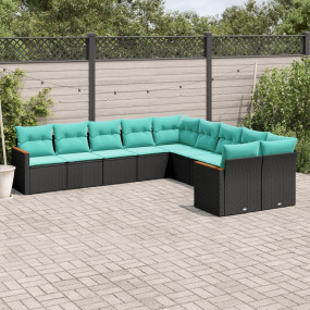 Patio Sofa Set Black and Blue