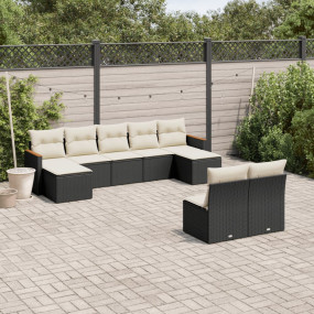 Garden Sofa Set Black PE rattan Large Removable Covers