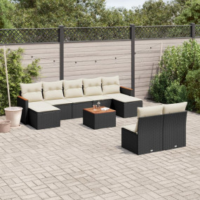 Garden Sofa Set Black, Cream