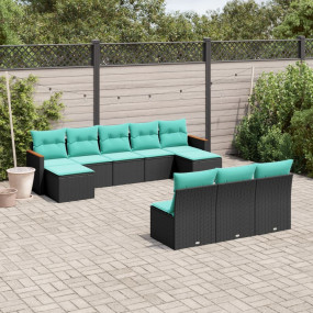 Patio Sofa Set Black and Blue