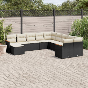 Garden Sofa Set Black PE Rattan Large Modular Garden So...