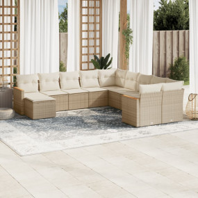 Garden Sofa Set Beige Poly Rattan Large Modular Garden ...