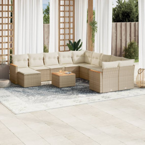Garden Sofa Set Beige PE rattan Large Modular Garden So...