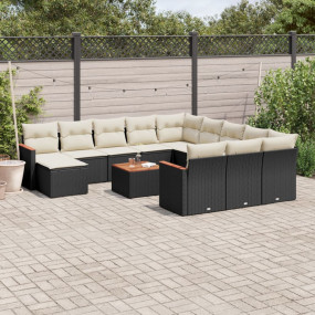 Garden Sofa Set Black PE Rattan Large Modular Garden So...