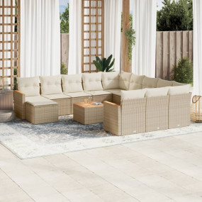 Garden Sofa Set Beige PE rattan Large Modular Garden So...