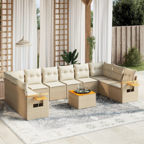 Garden Sofa Set Beige PE rattan Large Modular Garden So...