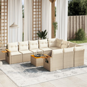 Sofa Set Beige PE rattan Large Modular Garden Sofa Set