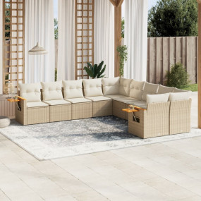 Garden Sofa Set Beige PE rattan 10 Piece Modular