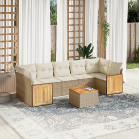 Garden Sofa Set Beige PE rattan Large Adjustable Feet
