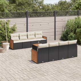 Garden Sofa Set Black PE rattan Large Adjustable Feet