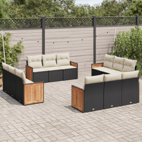 Garden Sofa Set Black PE rattan Medium Modular Garden S...