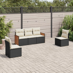 Garden Sofa Set Black and Cream White